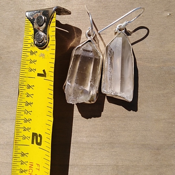 Raw Crystal Sterling Silver Earrings bohemian - Picture 4 of 4